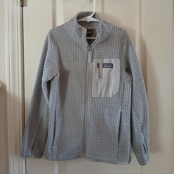 Patagonia R1 Air Full-Zip Gray Jacquard Fleece Zigzag Jacket Unisex Youth Small